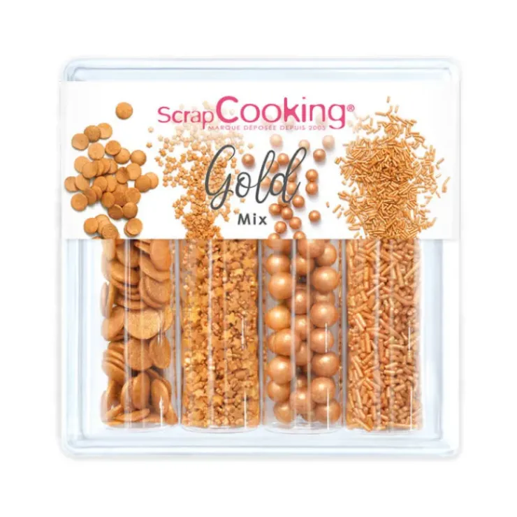 Discount SCRAPCOOKING 4 Décors en Sucre Gold Mix 62 g