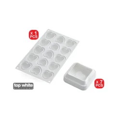 Best SILIKOMART 7 Moules Silicone Coussin et 1 Plaque 15 Cœurs Bombés Professional