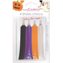 New SCRAPCOOKING 4 Stylos Glaçage Chocolat Noir Violet Orange et Blanc