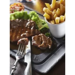 Best REVOL Assiette à Steak Ardoise 33 x 22 cm Basalt