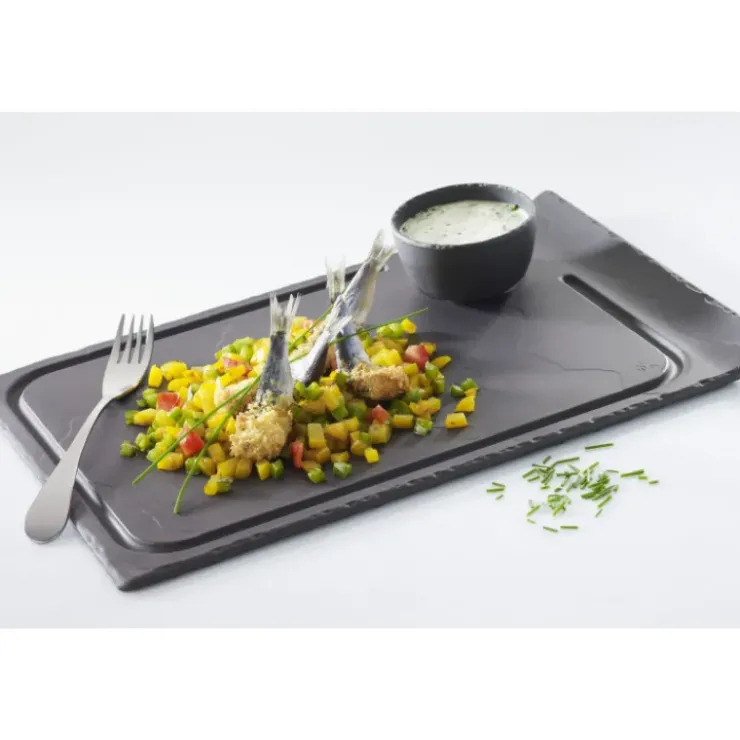 Best REVOL Assiette à Steak Ardoise 33 x 22 cm Basalt