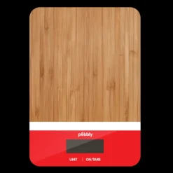 Best PEBBLY Balance de Cuisine Electronique Bambou Rectangle Rouge 23 x 16 cm