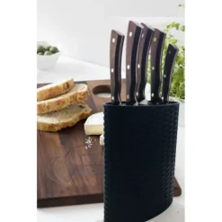 New LEBRUN Bloc à Couteaux Tressé + 5 Couteaux