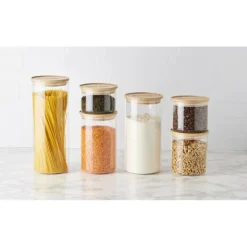 Outlet MASTRAD Bocal en Verre 600 ml avec Couvercle Bambou Stor'eat