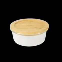 PEBBLY Boîte de Conservation en Verre et Bambou Rond 620 ml