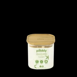 New PEBBLY Boîte de Conservation en Verre et Bambou Carré 800 ml