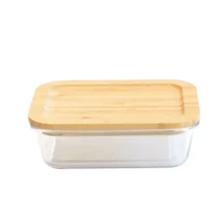 Online PEBBLY Boîte de Conservation en Verre et Bambou Rectangle 1520 ml