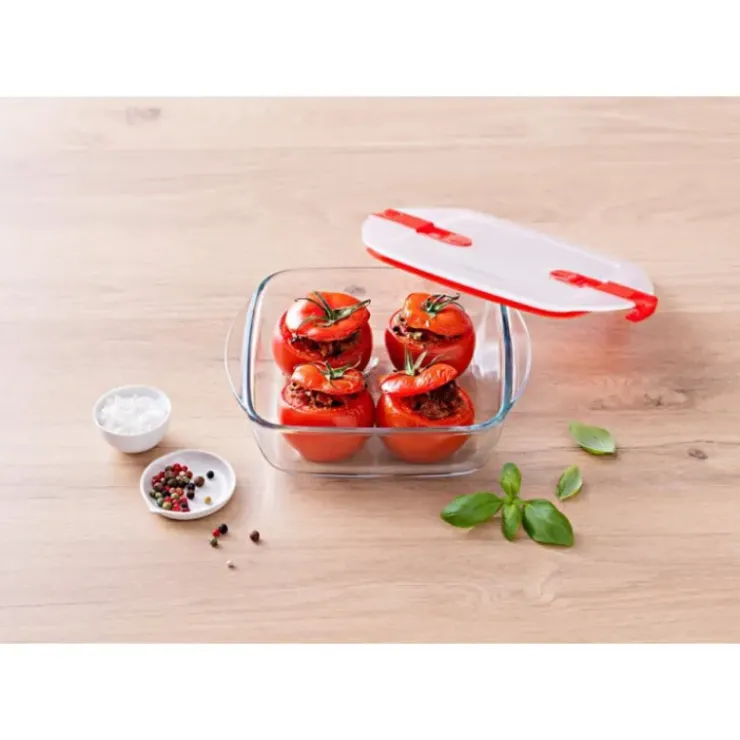 Clearance PYREX Boîte de Conservation en Verre Carrée 14 x 12 cm 0,35 L Cook & Heat