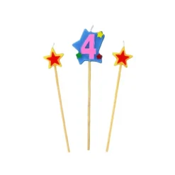 Discount GATODECO Bougie Chiffre 4 avec 2 bougies étoiles Gatodéco