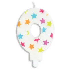 Clearance SCRAPCOOKING Bougie Chiffre 0 Blanche à Etoiles Multicolores