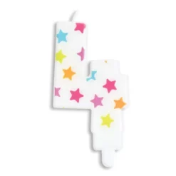 Sale SCRAPCOOKING Bougie Chiffre 4 Blanche à Etoiles Multicolores