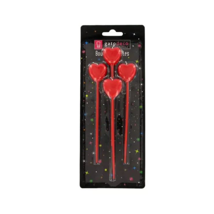 Sale GATODECO Bougies Coeurs Rouges sur Piques (x4) Gatodéco