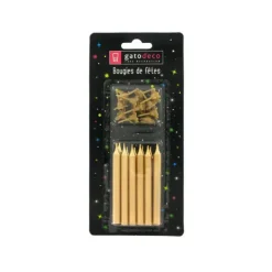 Hot GATODECO Bougies Dorées (x12) avec bobèches Gatodéco