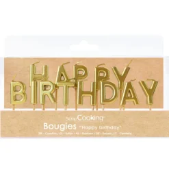 Sale SCRAPCOOKING Bougies "Happy Birthday" Dorées