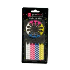 Hot GATODECO Bougies Torsadées Fines Assorties (x12) Gatodéco