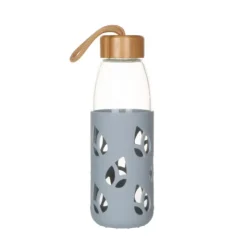 Sale PEBBLY Bouteille en Verre avec Protection Silicone Gris 55 cl