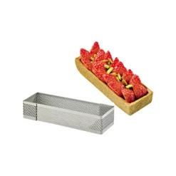 Discount MALLARD FERRIERE Cadre à Tarte Rectangle Inox Perforé 20x7 cm H.2 cm