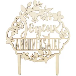Sale SCRAPCOOKING Cake Topper Bois Joyeux Anniversaire 12,9 cm