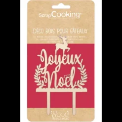 Best SCRAPCOOKING Cake Topper Bois Joyeux Noël 13cm