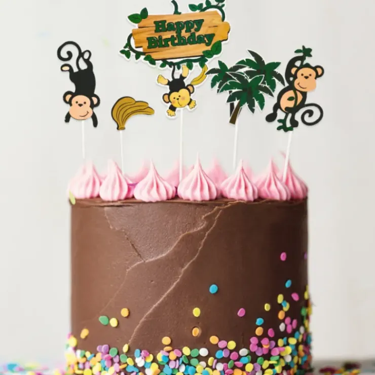 New PATISDECOR Cake Topper Happy Birthday Singes (x5) Patisdécor
