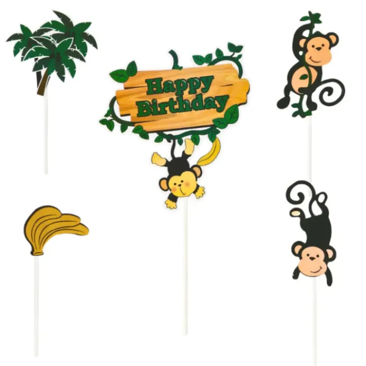 New PATISDECOR Cake Topper Happy Birthday Singes (x5) Patisdécor
