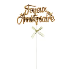 New PATISDECOR Cake Topper Joyeux Anniversaire Doré Patisdécor