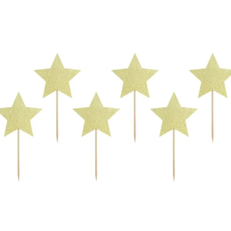 Outlet PARTYDECO Cake Toppers Étoiles Or (x6)