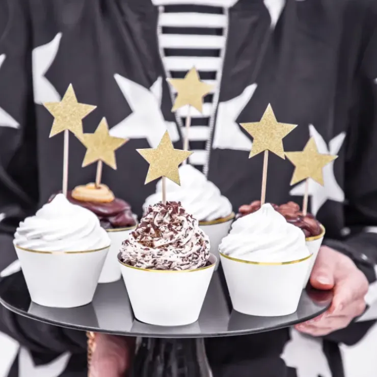 Outlet PARTYDECO Cake Toppers Étoiles Or (x6)