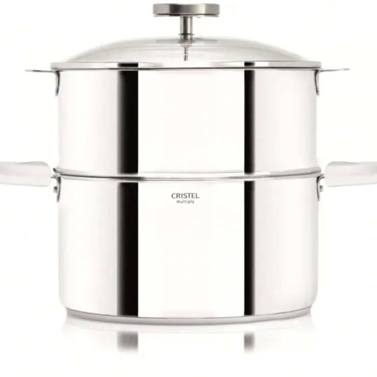 Sale CRISTEL Casserole et Cuit Vapeur Inox Ø 24 cm Anses Mutine Blanc Biome