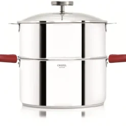 CRISTEL Casserole et Cuit Vapeur Inox Ø 20 cm Anses Mutine Framboise Biome