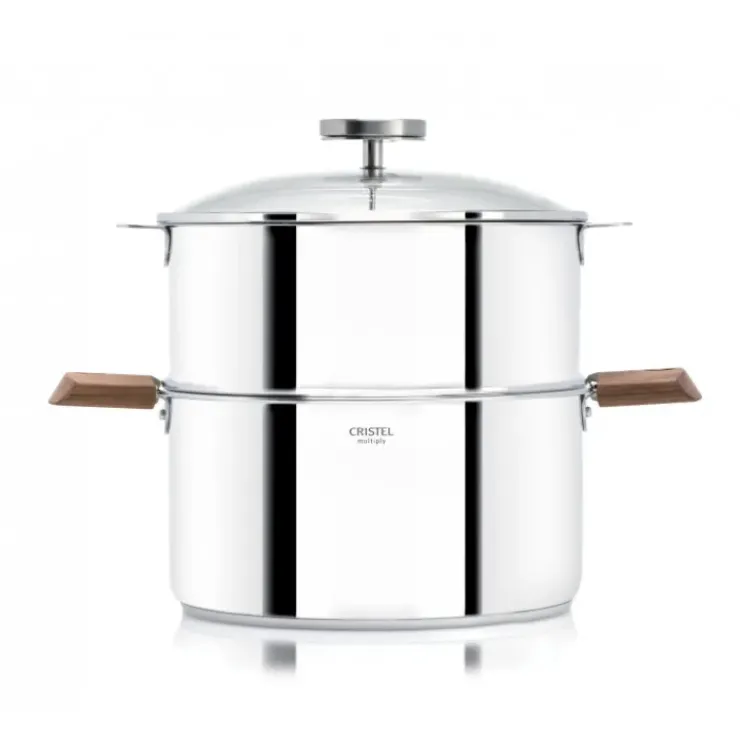 Clearance CRISTEL Casserole et Cuit Vapeur Inox Ø 20 cm Anses Noyer Biome