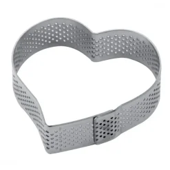 Hot PAVONI Cercle à Tarte Coeur Inox Micro-perforé 7,5 x 7 cm x H 2 cm