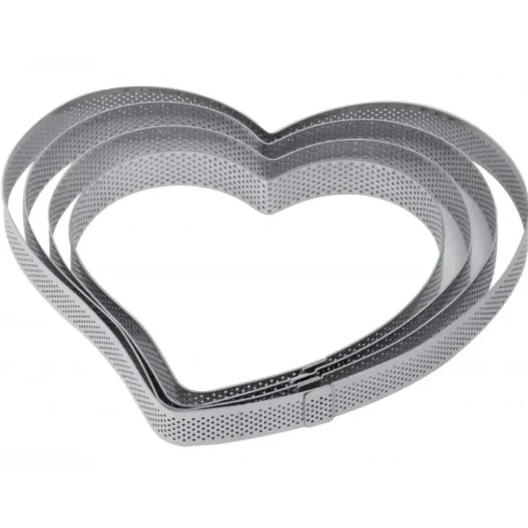 Hot PAVONI Cercle à Tarte Coeur Inox Micro-perforé 20,5 x 19 cm x H 2 cm