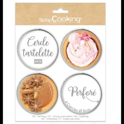 Hot SCRAPCOOKING Cercles à Tarte Individuels Perforés Ronds 8 cm (x4)