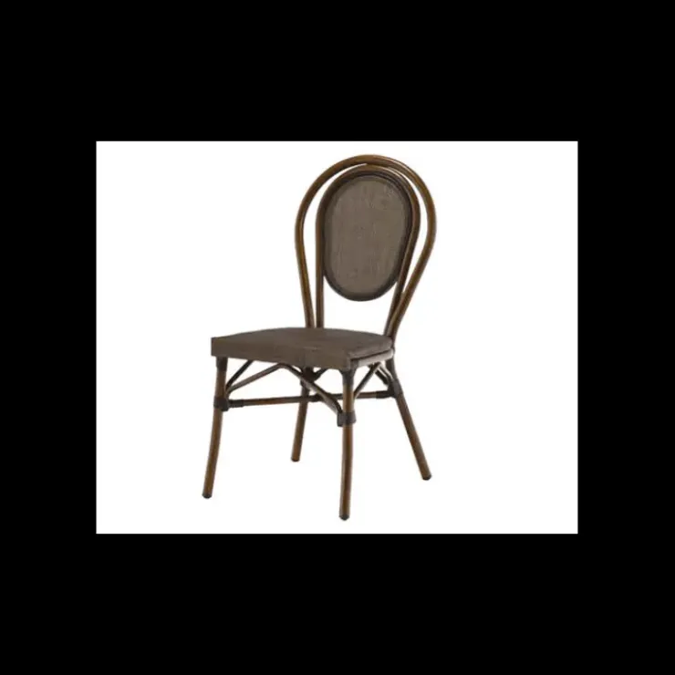 Hot LYROSE Chaise Imitation Rotin Moka et Bois