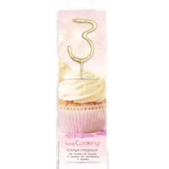 Sale SCRAPCOOKING Cierge Magique Or 17,5 cm Chiffre 3