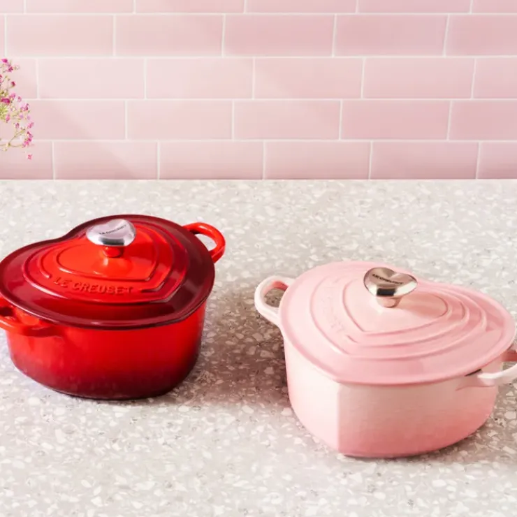 Hot LE CREUSET Cocotte en Fonte Cœur 20 cm Shell Pink