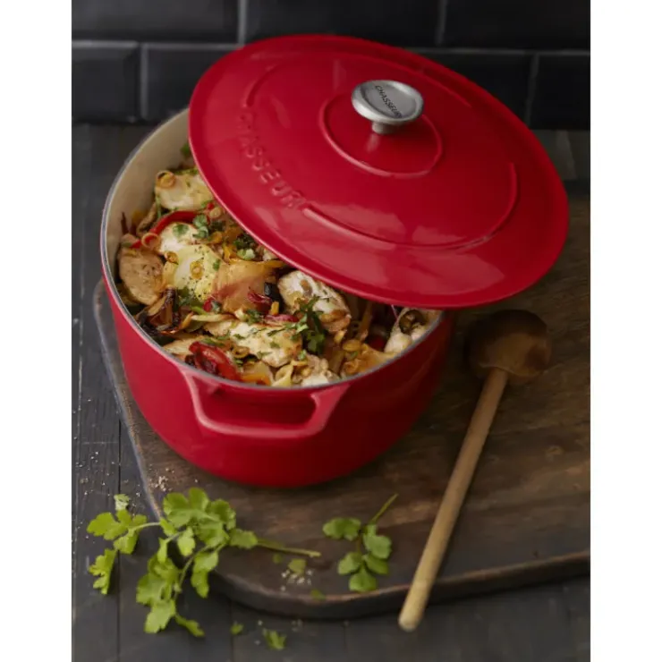 Clearance CHASSEUR Cocotte en Fonte Ovale 33 cm Rubis