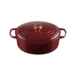 Online LE CREUSET Cocotte en Fonte Ovale 31 cm Garnet Bouton Doré Signature