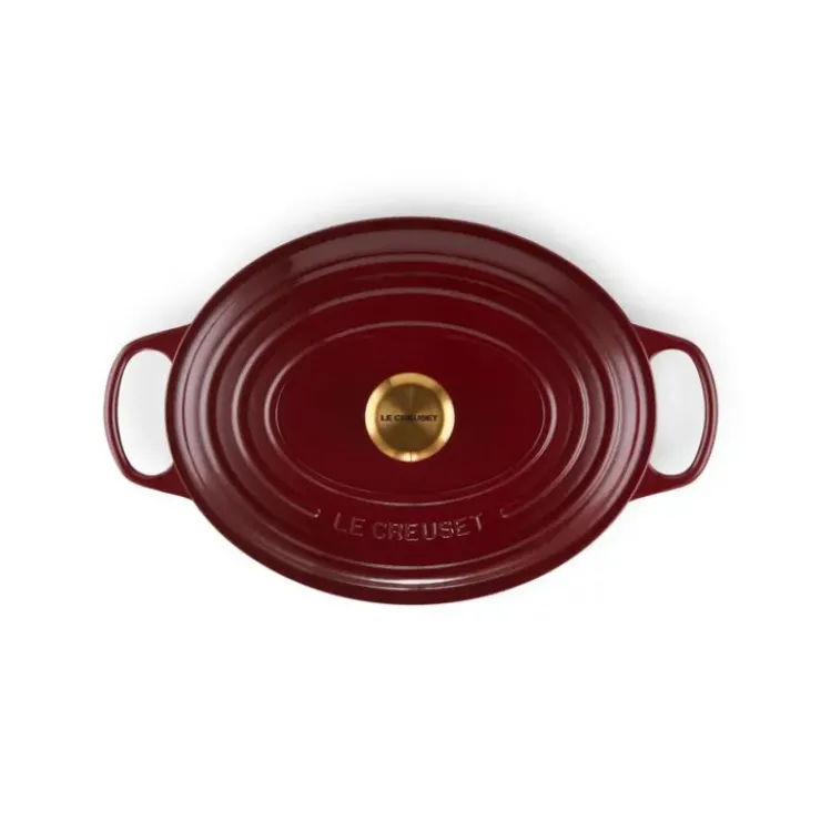 Online LE CREUSET Cocotte en Fonte Ovale 31 cm Garnet Bouton Doré Signature