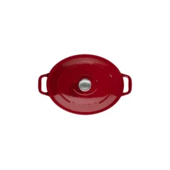 New CHASSEUR Cocotte en Fonte Ovale 25 cm Rouge