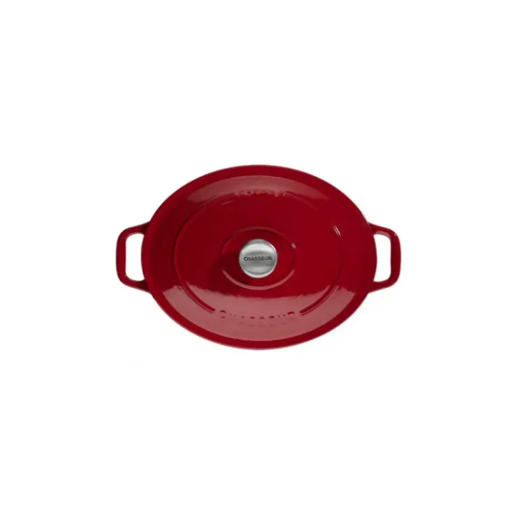 Hot CHASSEUR Cocotte en Fonte Ovale 29 cm Rouge