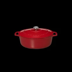 Hot CHASSEUR Cocotte en Fonte Ovale 29 cm Rouge