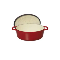 Hot CHASSEUR Cocotte en Fonte Ovale 29 cm Rouge