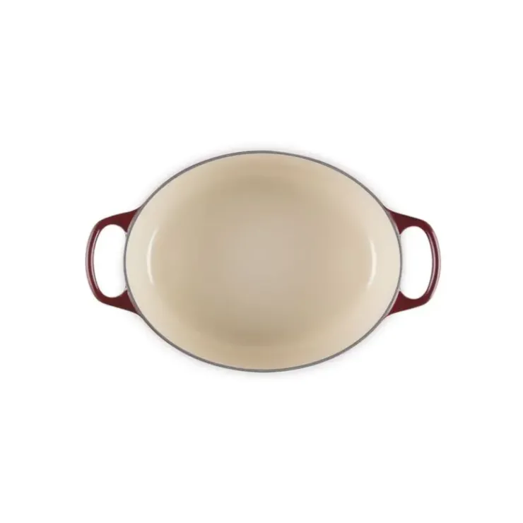 Best LE CREUSET Cocotte en Fonte Ovale 29 cm Garnet Bouton Doré Signature