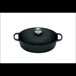 Discount LE CREUSET Cocotte en Fonte Ovale Basse 27 cm Noir Mat Signature