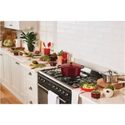 Sale LE CREUSET Cocotte en Fonte Ronde 28 cm Garnet Bouton Doré Signature