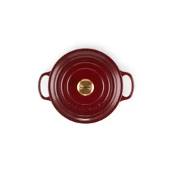 New LE CREUSET Cocotte en Fonte Ronde 20 cm Garnet Bouton Doré Signature