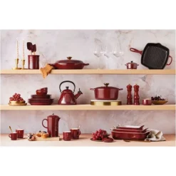 New LE CREUSET Cocotte en Fonte Ronde 20 cm Garnet Bouton Doré Signature