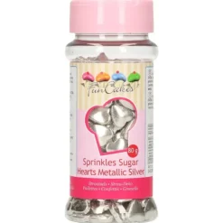Discount FUNCAKES Coeurs en sucre Argenté 80g